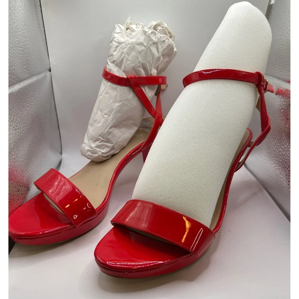 Marc New York Red Patent Leather‎ Ankle Strap Stiletto Heels Women Size 9.5